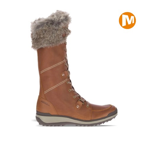 Merrell Snowcreek Tall Polar Waterproof Womens Boots Brown UK.KOZT